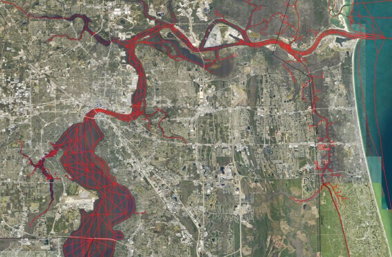 North Florida marine tracks of the St. Johns River near Jacksonville