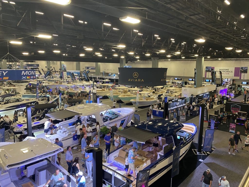 display floor of the 2023 Miami Boat Show